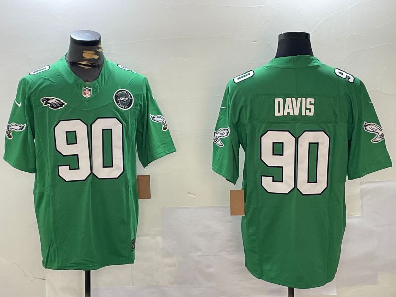 Men Philadelphia Eagles #90 Davis Green Throwback 2024 Nike Vapor Limited NFL Jersey style 3->women nfl jersey->Women Jersey